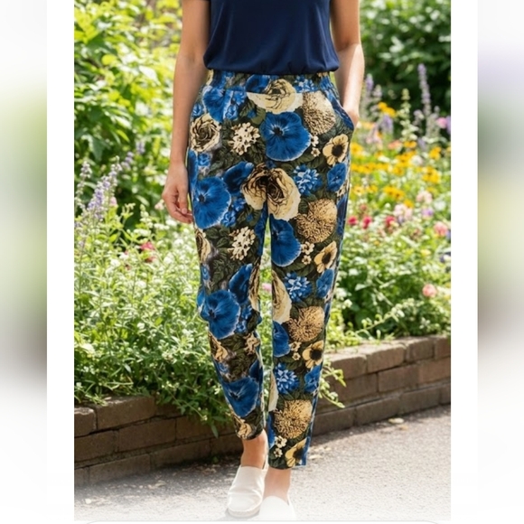 Extra belleza Pants - Floral Blue and Yellow Pantsuit